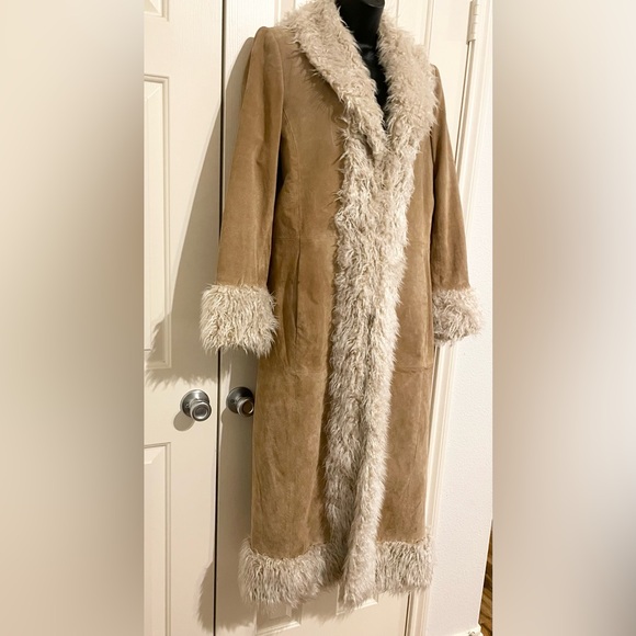 Vintage Penny Lane Leather Coat Faux Fur Giacca M - Picture 5 of 11